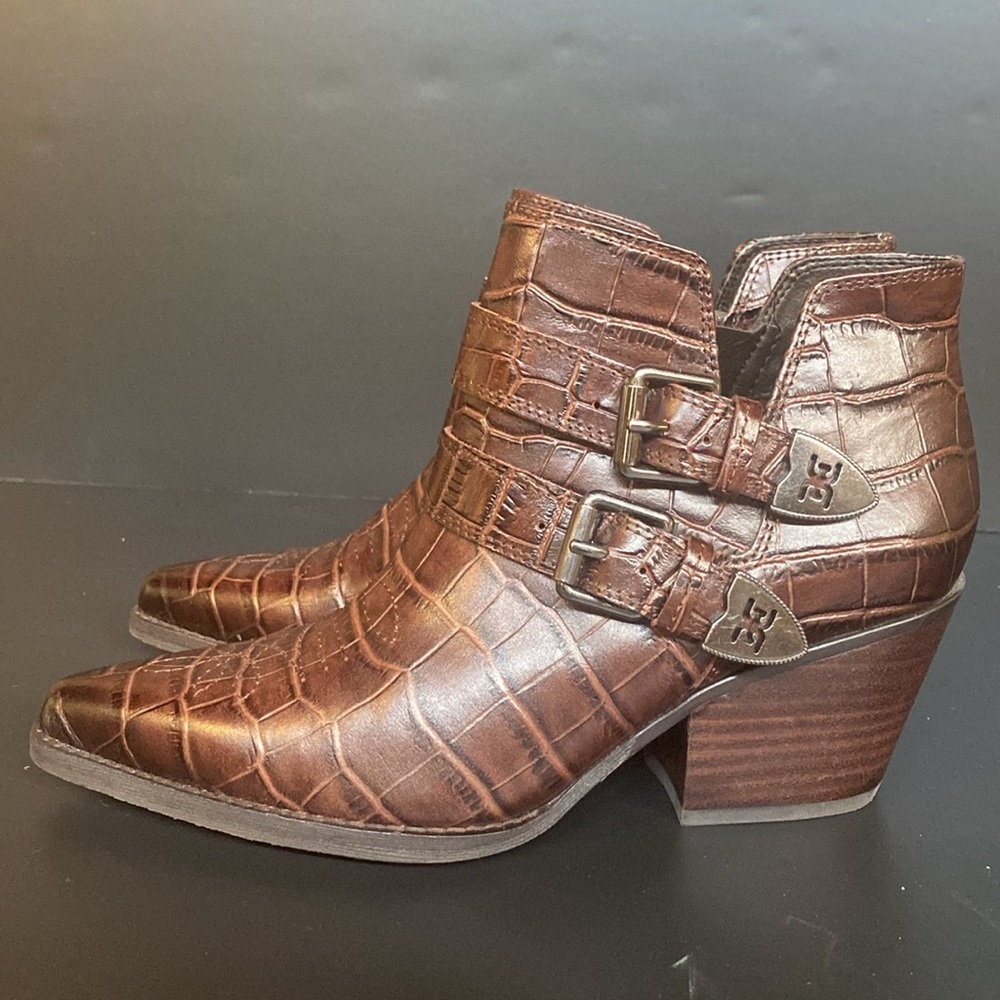 Anthropologie x Sam Edelman Windsor Ankle Western Bootie Chocolate Brown Sz 6